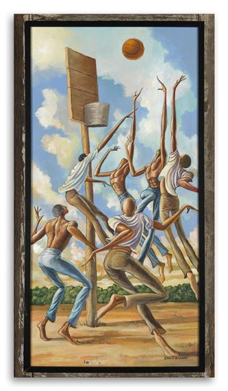 Ernie Barnes | Three on Three (1999) | MutualArt