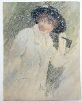 Illustration of young woman in snow flurry - Chas Morgan