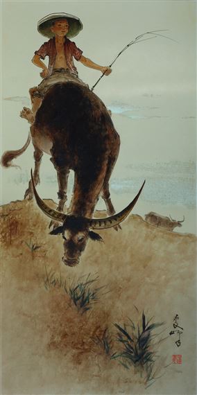 COWHERD by Lee Man Fong, circa 1960s