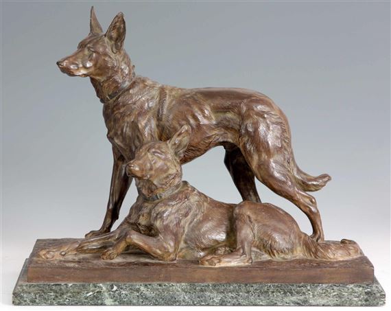 Two German Shepherds by Charles Paillet, Early 20th century