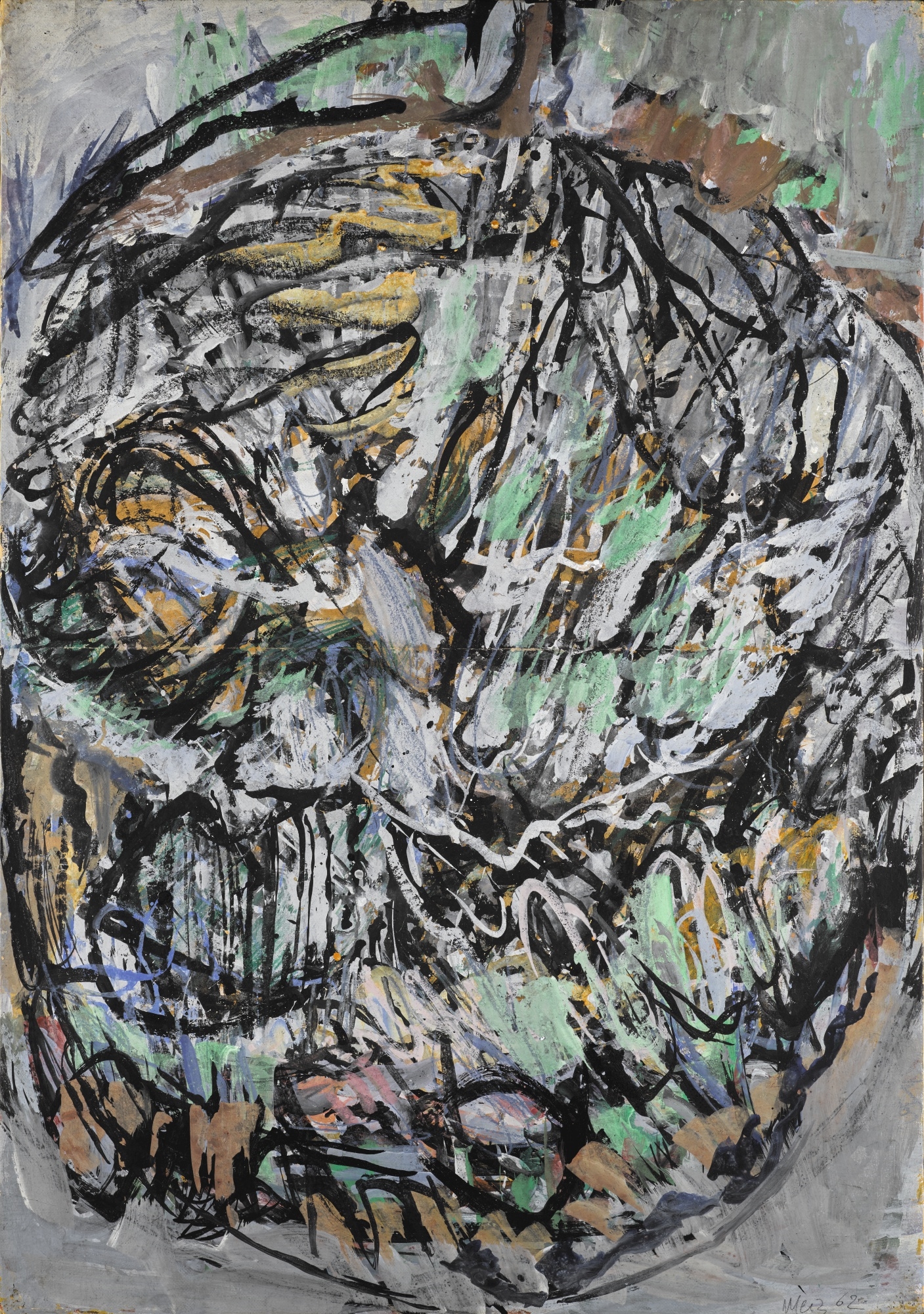 Artwork by Mario Merz, UNTITLED, Made of gouache on paper laid down on canvas