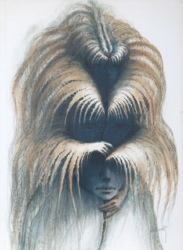 Artwork by Francis de Lassus Saint-Geniès, 3 Works: Untitled - Head ; Nude Hat ; Three Heads, Made of Lithograph