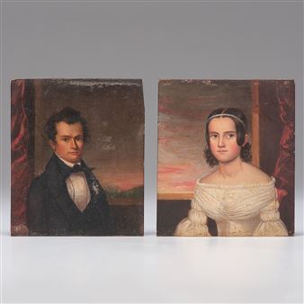2 works: Portraits of Henry James Osborne and Susan Garret Osborne - Edwin Goddard