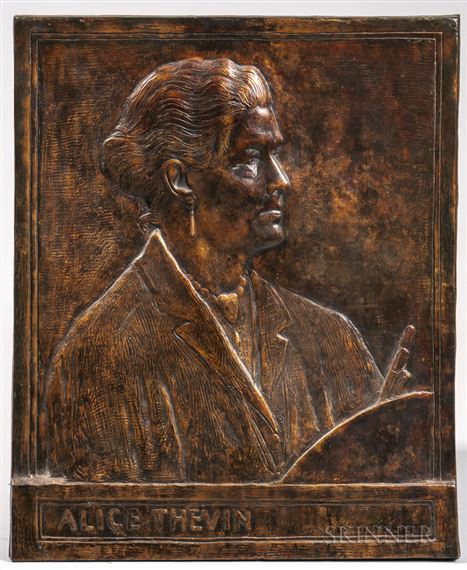 Bronze Portrait Plaque Depicting Alice Thevin by Janet Scudder