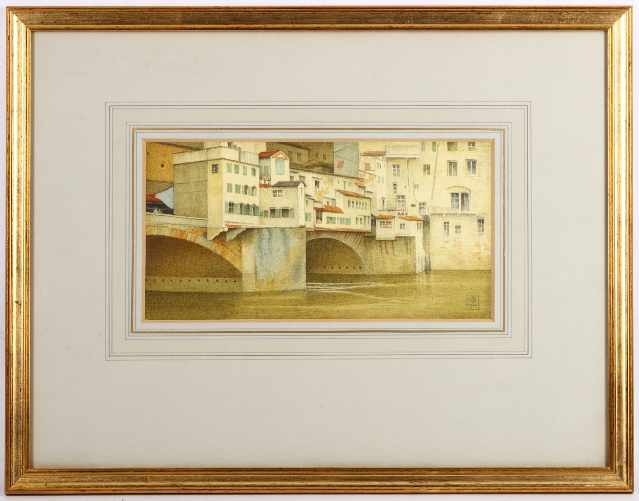 Artwork by Joseph Edward Southall, Ponte Vecchio Florence, Made of Watercolour