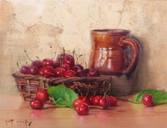 Still life with cherries by Robert Chailloux