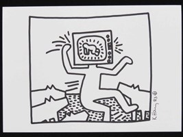 Artwork by Keith Haring, TELEVISION HEAD, Made of Marker on paper