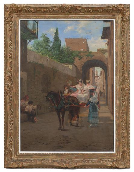 Damas en carruaje by Josep Llovera Bofill