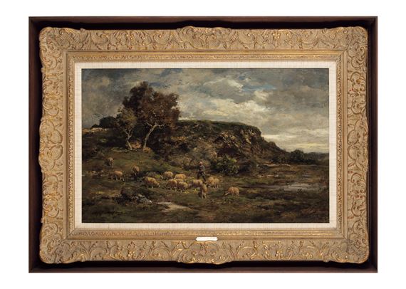 SHEPHERD AND SHEEP by Charles Émile Jacque