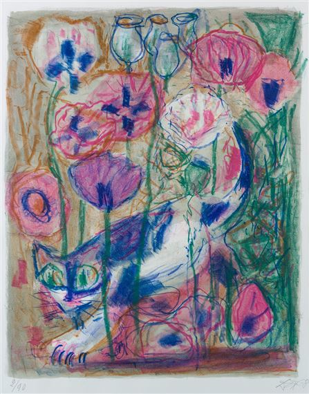 Katze im Mohnfeld by Otto Dix, 1968