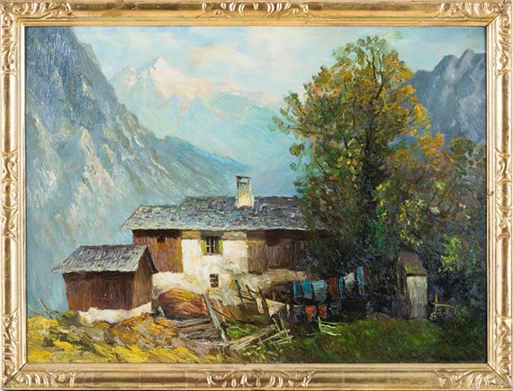 Gebirgsstätte in Alpenlandschaft. - W. Gumann