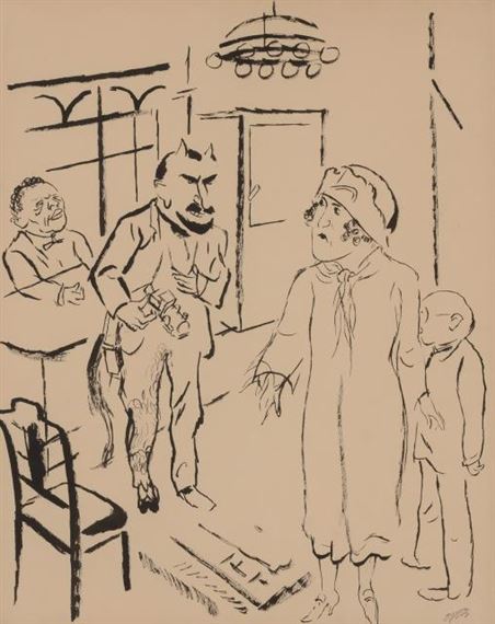 Kobes und Dame ins Allerheiligiste Vorgedrungen (Kobes and a lady reach the inner sanctum) by George Grosz, 1925