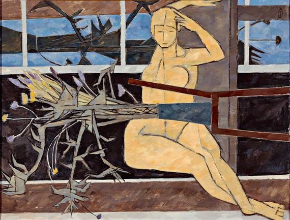Arthur Fauser | Nude with thistles (1959) | MutualArt
