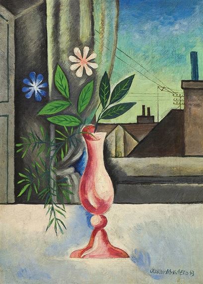 KVETINOVÉ ZÁTIŠÍ S VÝHLEDEM by Otakar Mrkvička, 1943