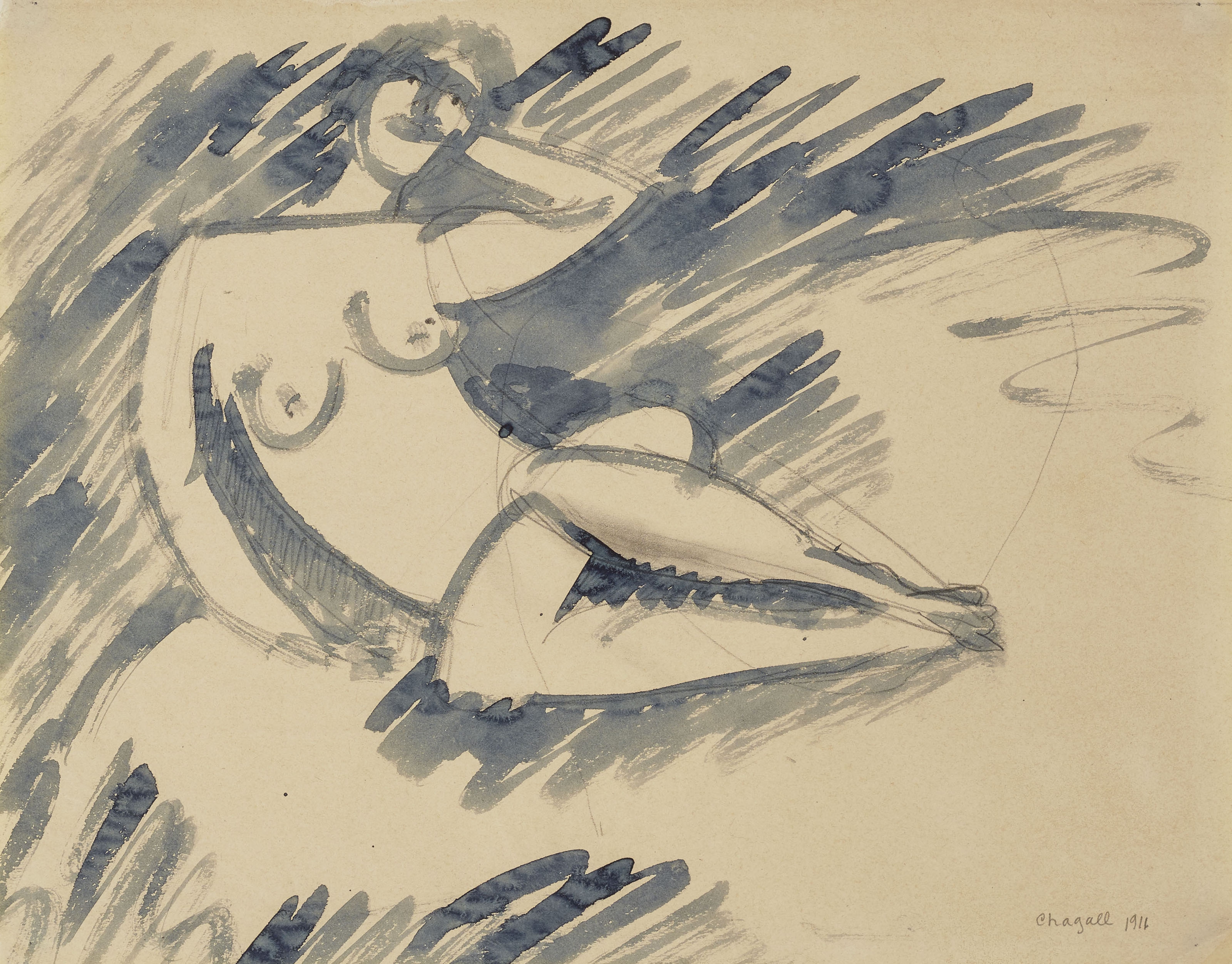 Artwork by Marc Chagall, Nu, Made of ink, wash and pencil on paper