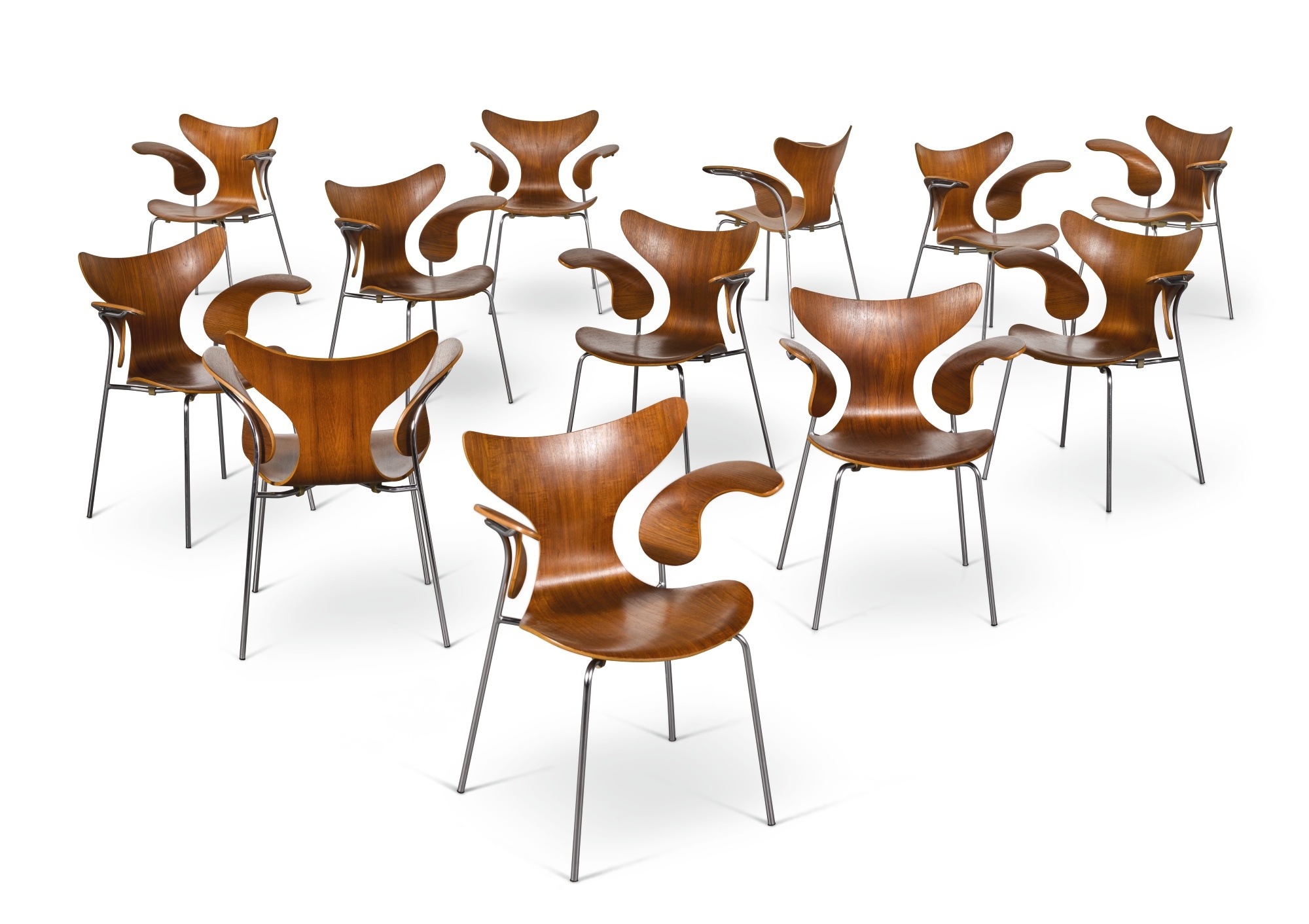 SET OF TWELVE 'LILY' ARMCHAIRS, MODEL NO. 3208 by Arne Jacobsen, designed 1970, executed 1973