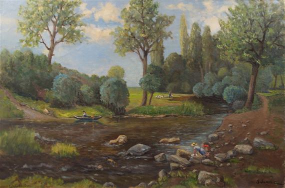 Bei der Wäsche am Fluss by Serge Agababian Sedrac