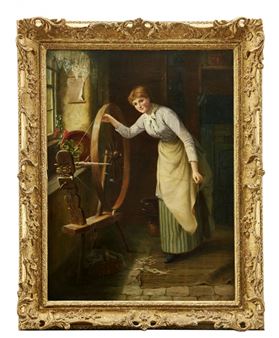 Kvinna vid spinnrock - C. E. Gordon Stuart