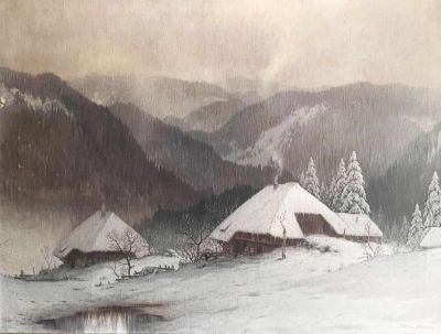 Wintertag in einem Hochtal im Schwarzwald by Karl Hauptmann