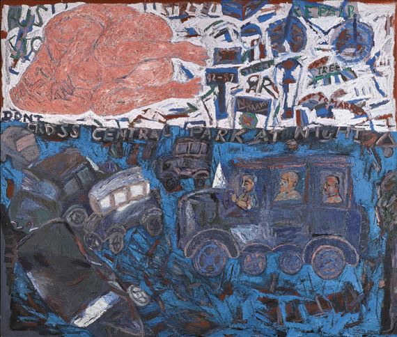 DON'T CROSS CENTRAL PARK AT NIGHT by Arpita Singh, 1995