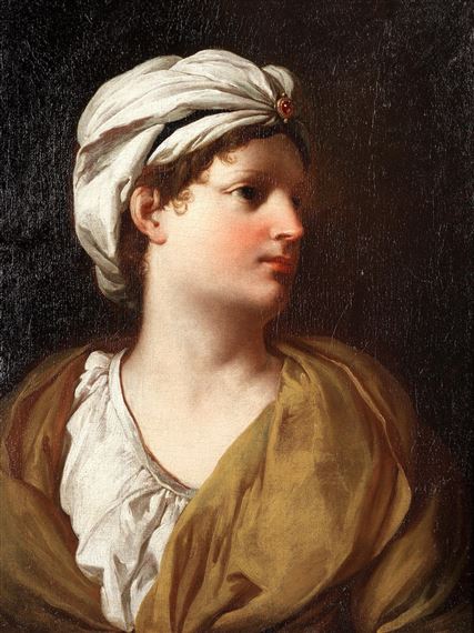 Portrait of a young woman in a turban, bust-length by Pierre Subleyras