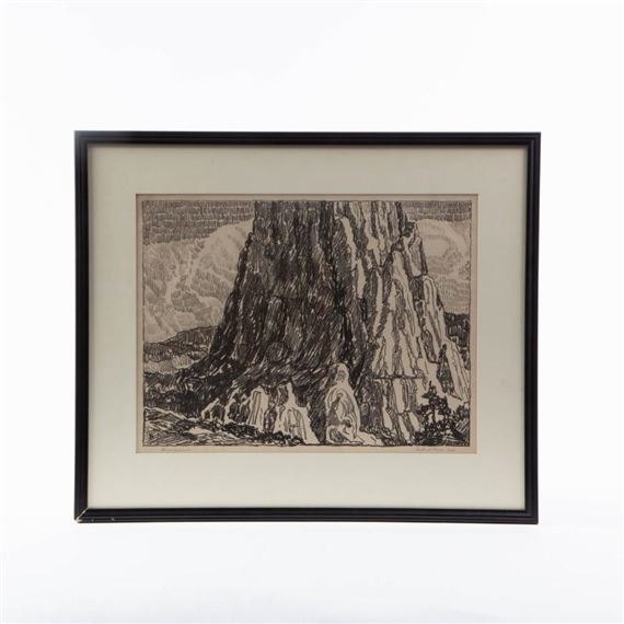 Sentinel Rock, Colo by Birger Sandzén, 1918