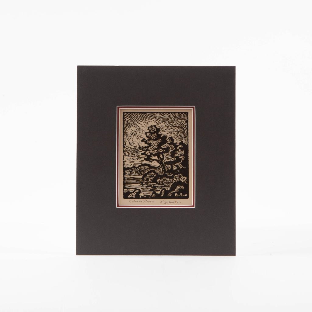 Artwork by Birger Sandzén, Colorado Stream, Made of linocut