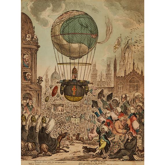 He Steers His Flight Aloft, Incumbent On The Dusky Air That Felt Unusual Weight by James Gillray, 1810