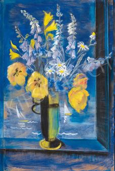Still Life of Flowers in an Artdeco Vase - Miklós Radnay-Rózsay Muraközi