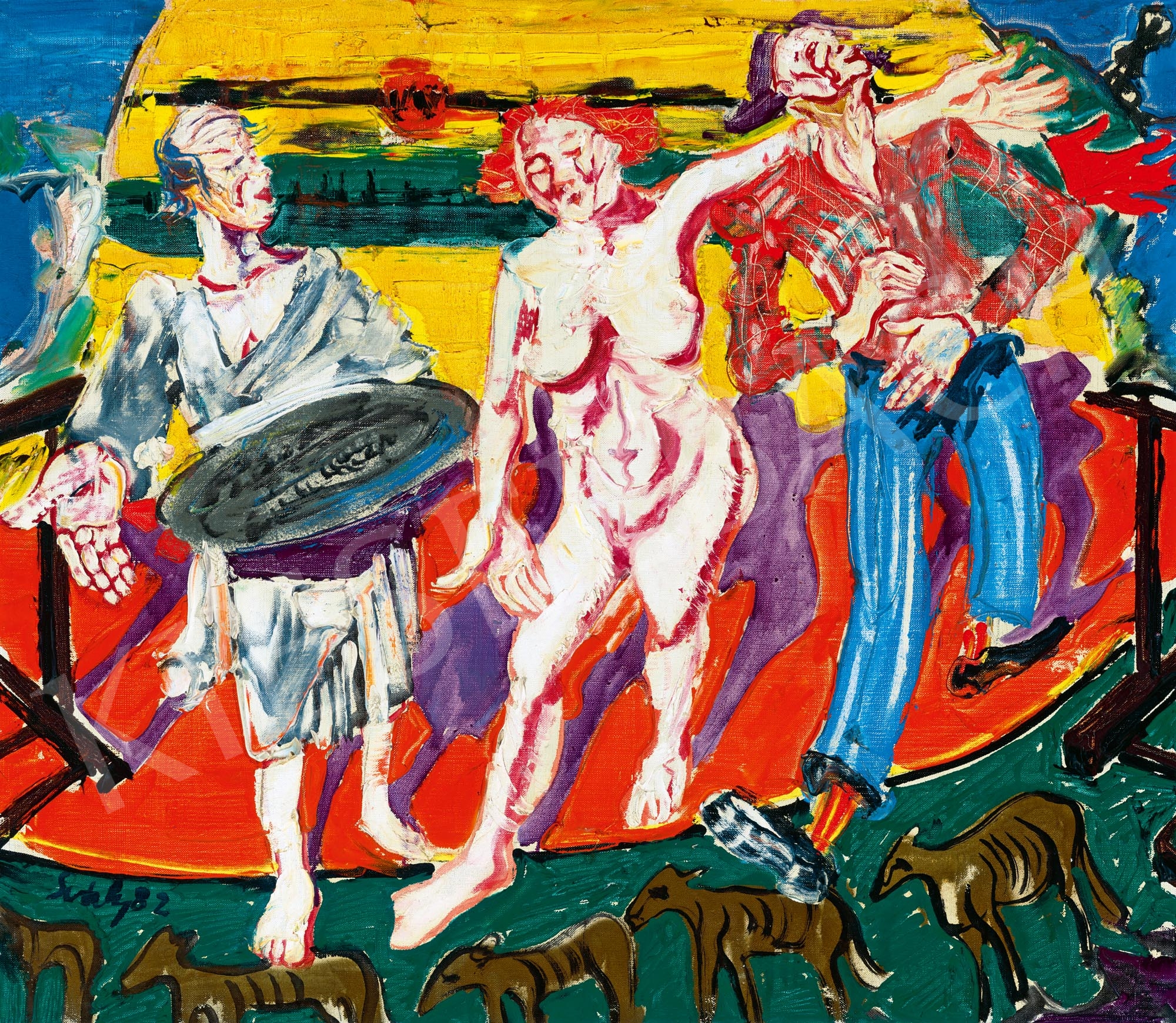 Artwork by Lajos Sváby, Criers, Made of oil, canvas