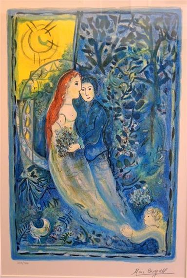 Kunstkarte Marc Chagall Liebespaar in Blau 1914 