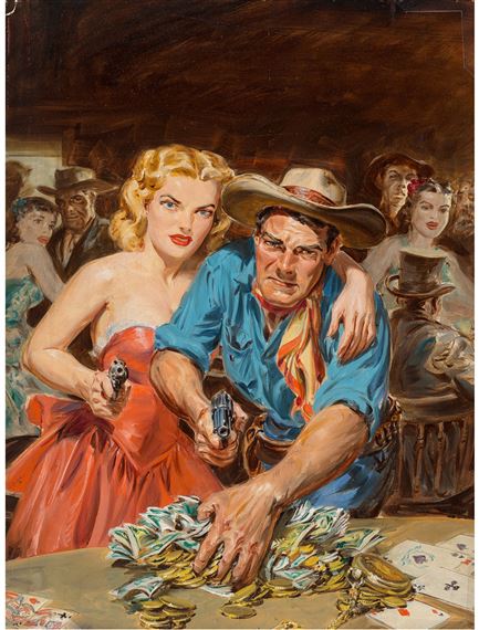 All In, Star Western Magazine cover by Norman Saunders, 1953