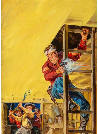Sheriff Bait, 10 Story Western Magazine cover by Norman Saunders, 1950