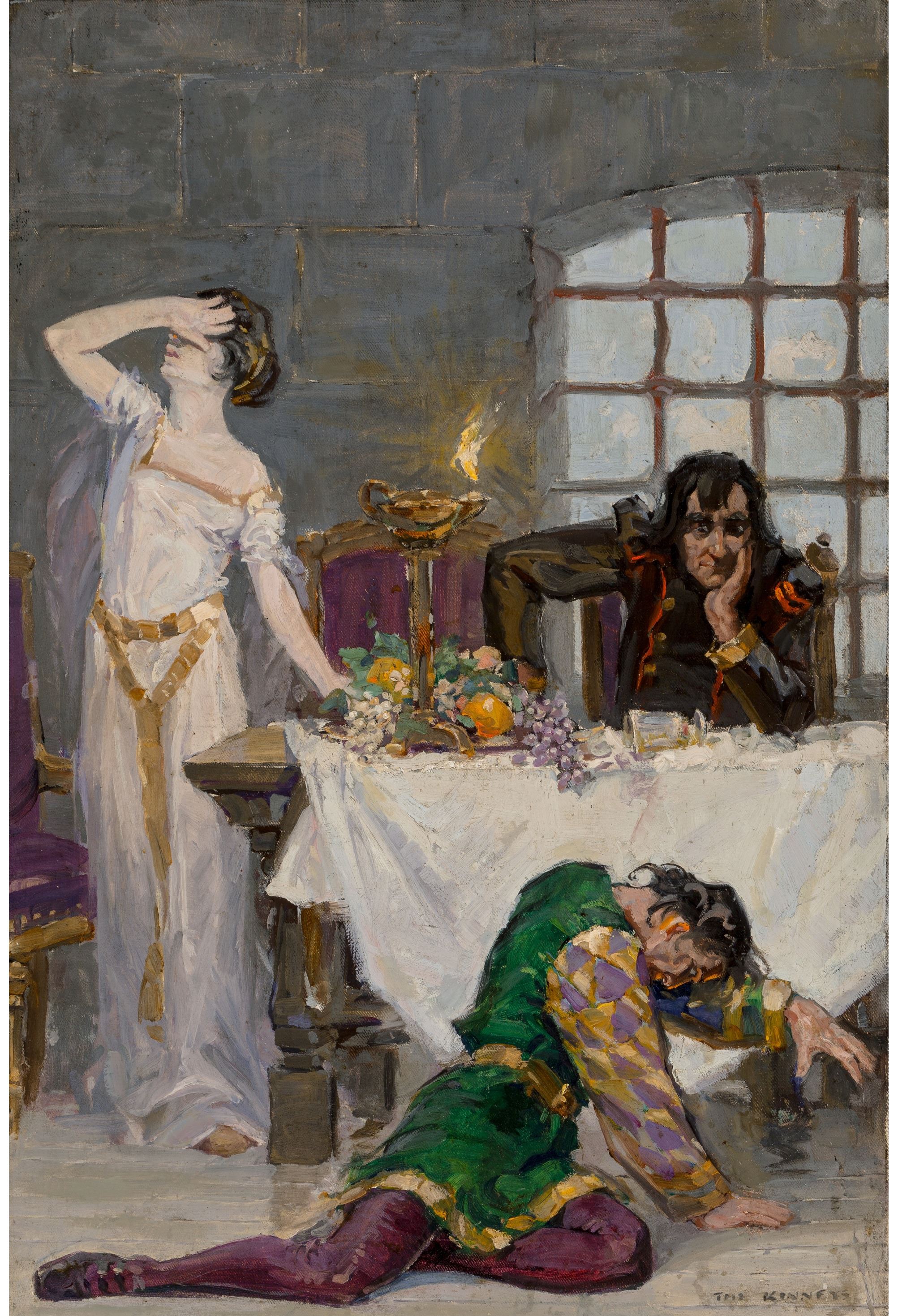 Artwork by Troy Kinney, Margaret West Kinney, Medieval Scene, Made of Oil on canvas laid on board