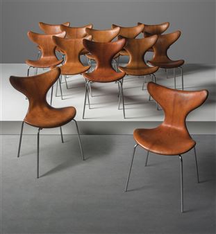A SET OF TWELVE CHAIRS, MODEL NO. 3208, DESIGNED 1969, EXECUTED 1971 - Arne Jacobsen