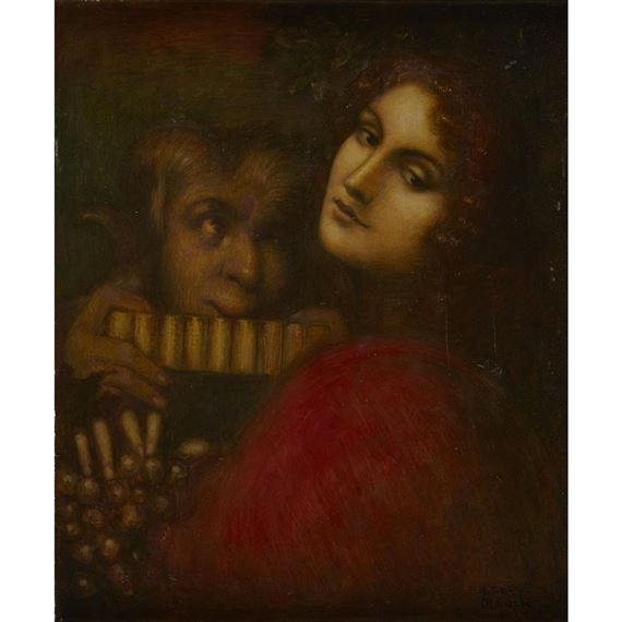 Maiden With Pan by Adolf Frey-Moock