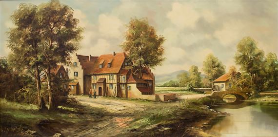 A farmhouse by a stream by Bernd Gagel