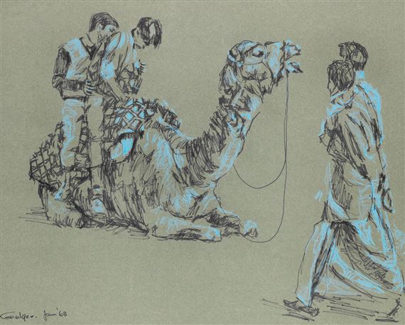 Untitled (Two boys on a camel) by Ismail Gulgée