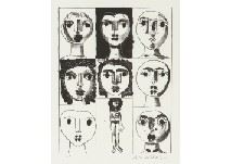 FACE (portfolio), a set of 5 lithographs; "FACES 9-1""FACES 4""FACES 22""FACES 9-2""FACES 1" by Genichiro Inokuma, 1989