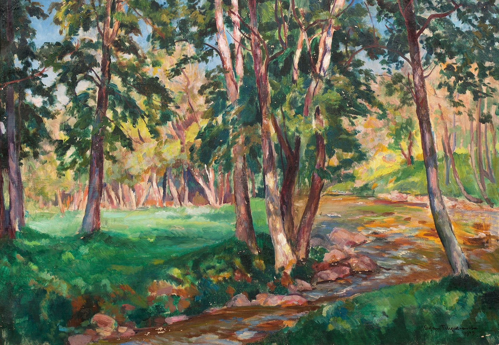 Artwork by Stefan Filipkiewicz, Strumien w Olczy, Made of oil, linen