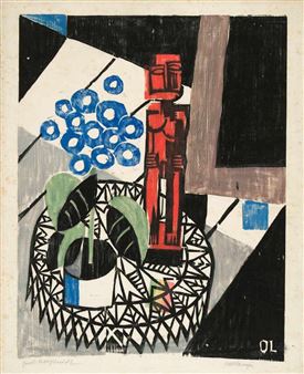 Stilleben mit blauer Blume. - Otto Lange