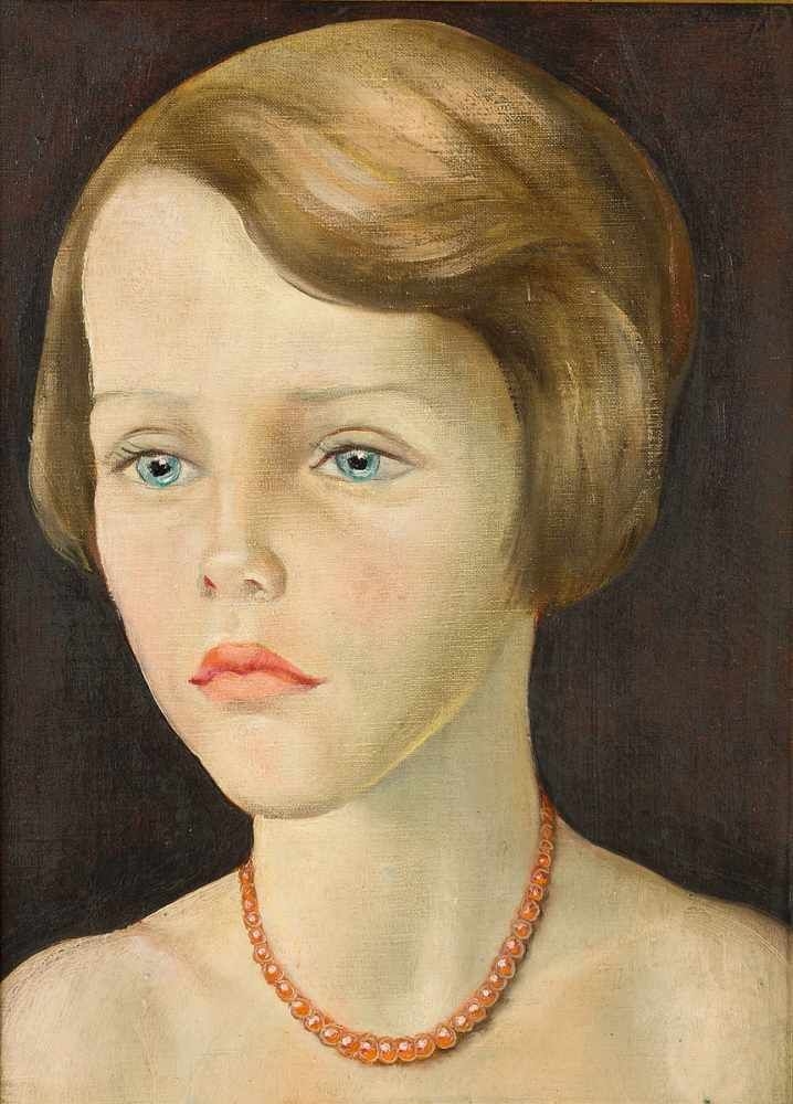 Anita Ree | Kinderbildnis Karen Jessen mit Perlenkette (1928) | MutualArt
