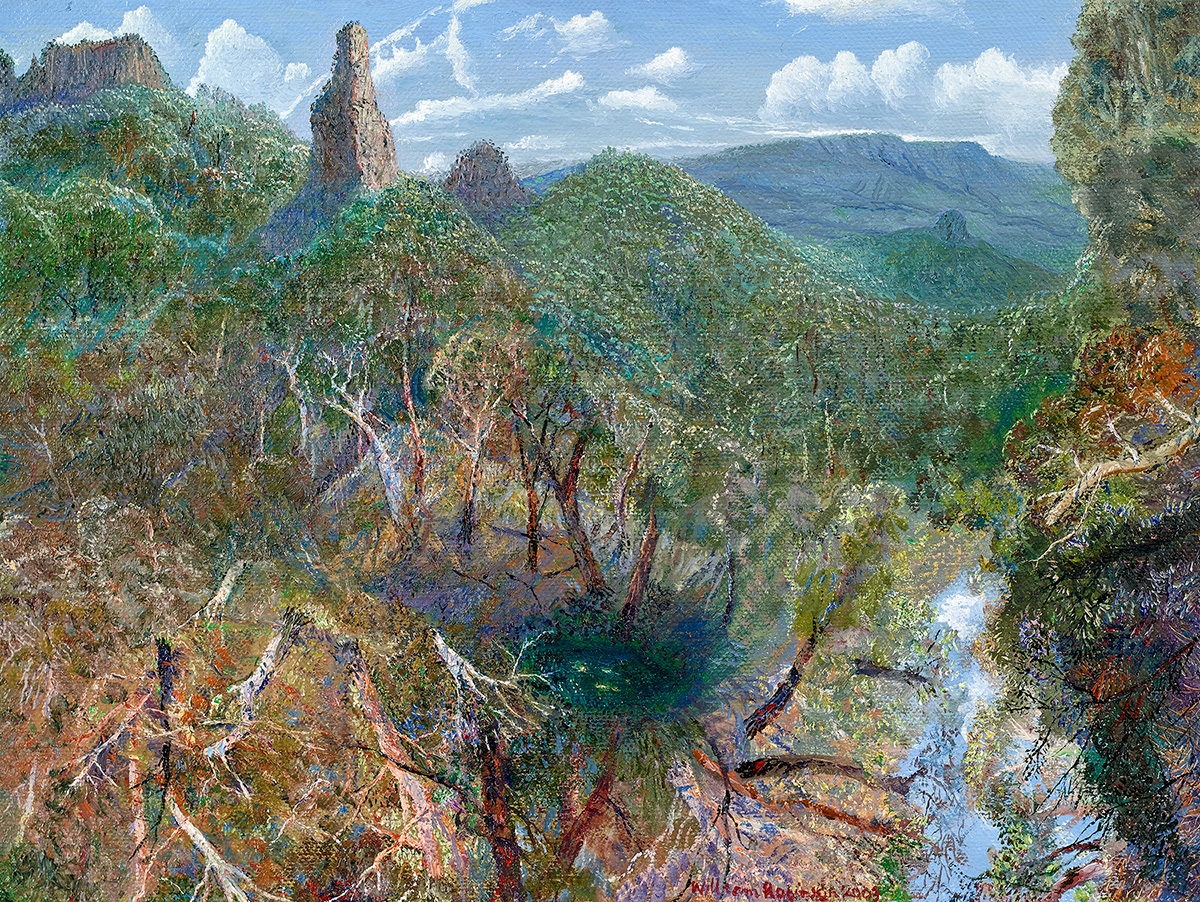 Artwork by William Robinson, Sunlit Bushland Nimbin, Made of oil on canvas