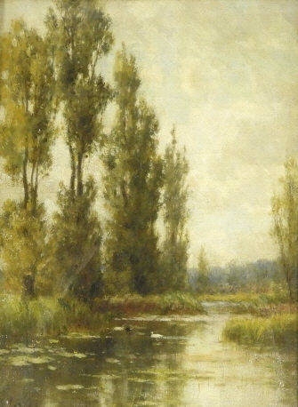 Artwork by James Edward Grace, River, Made of oil on board