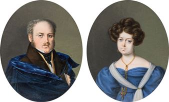 Two miniatures: married couple - Carl Ferdinand Stelzner