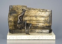 Maquette for seated figure against curved wall by Henry Moore, 1955, cast in 1956-1957