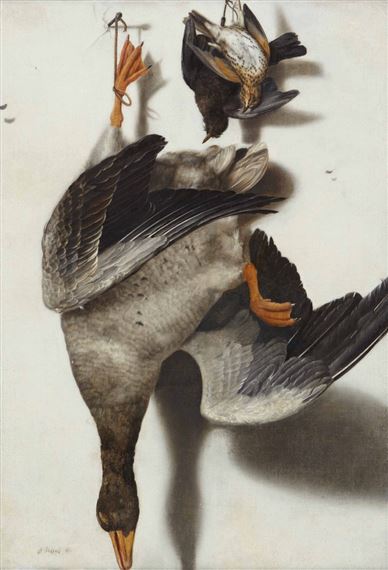 Jacobus Biltius Nature Morte A L Oie Sauvage Merle Et Grive Musicienne Mutualart