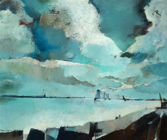 Moonlight over the river Scheldt by Floris Jespers, Circa 1917