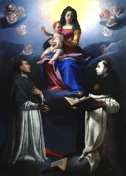 MADONNA COL BAMBINO, SAN TOMMASO D'AQUINO E UN SANTO CARDINALE by Jacopo Chimenti