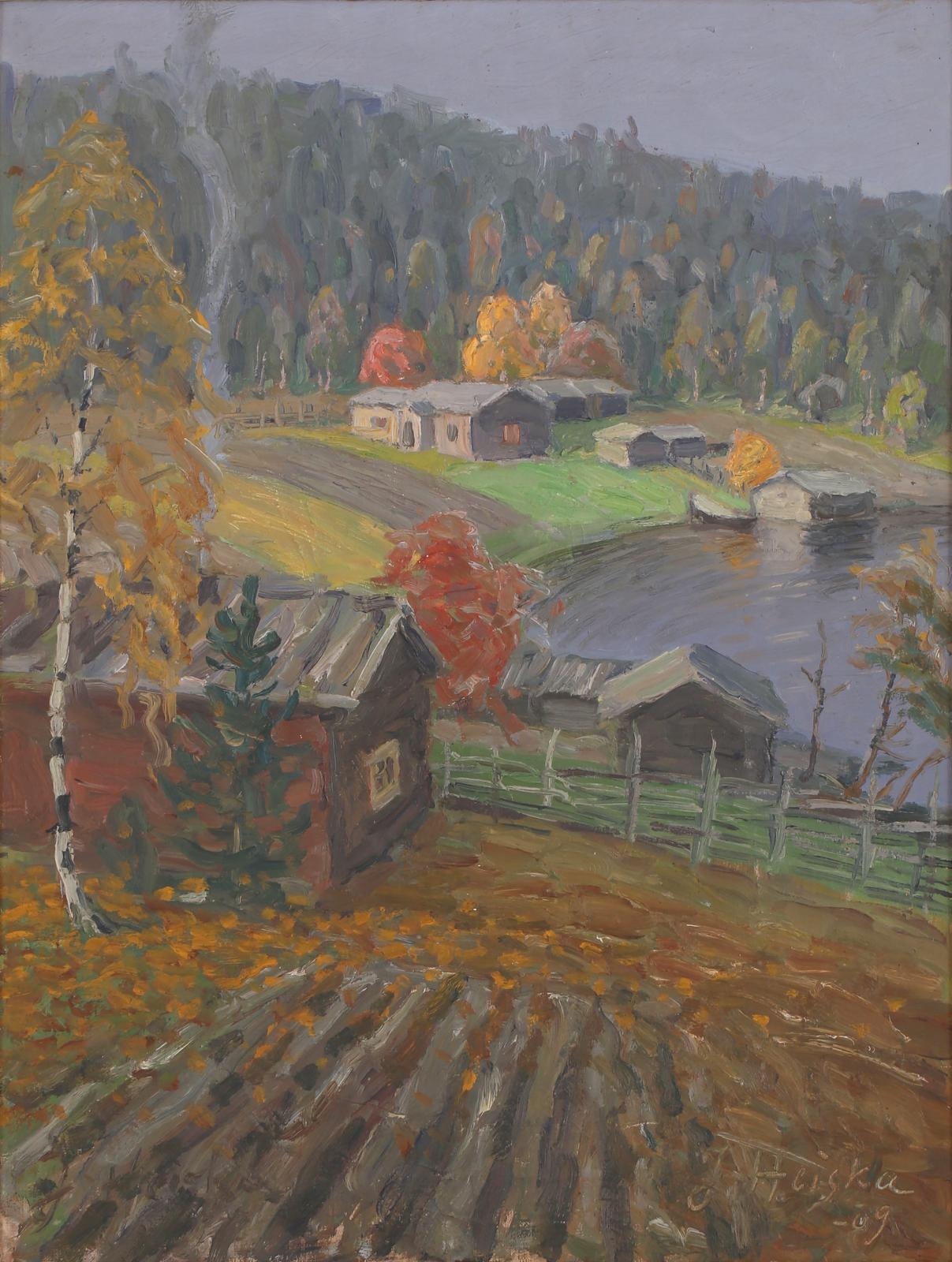 jonas-heiska-maalaus-kes-inen-kyl-maisema-mutualart